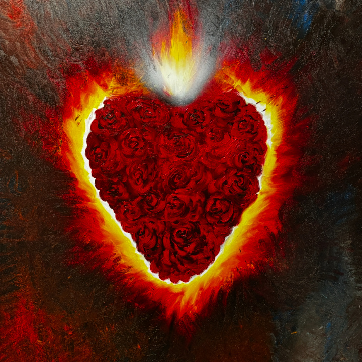 Nepoškvrnené srdce Panny Márie ( Olejomaľba )