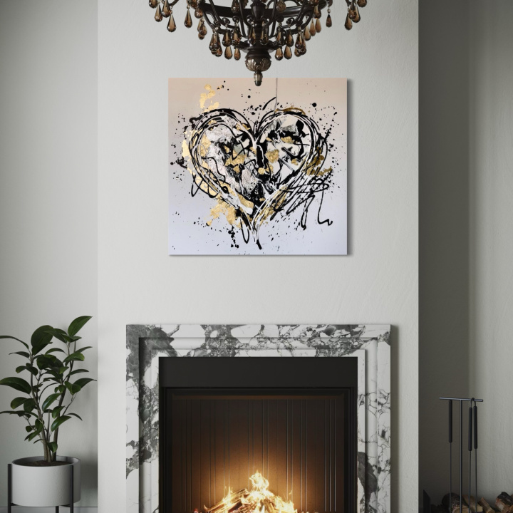 Obraz Srdce Gold v interiéri 